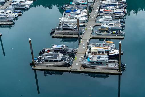 Tars, Denmark, 18 July 2019: The tiny and picturesque Tars fishing marina and harbour, on the island of Lolland in Denmark. A pretty travel destination 'off the beaten track'.