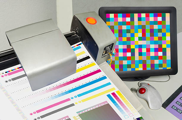 Printing Press color management control unit. Print shop stock photo