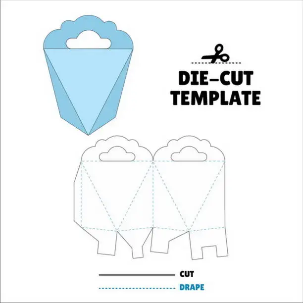 Vector illustration of Box With Flip Lid Packaging Die Cut Template Design. 3D Mock Up. - Template Caixa de embalagem die corte modelo design. Sacola, Envelope - Caixa Tiangulo - Triangle