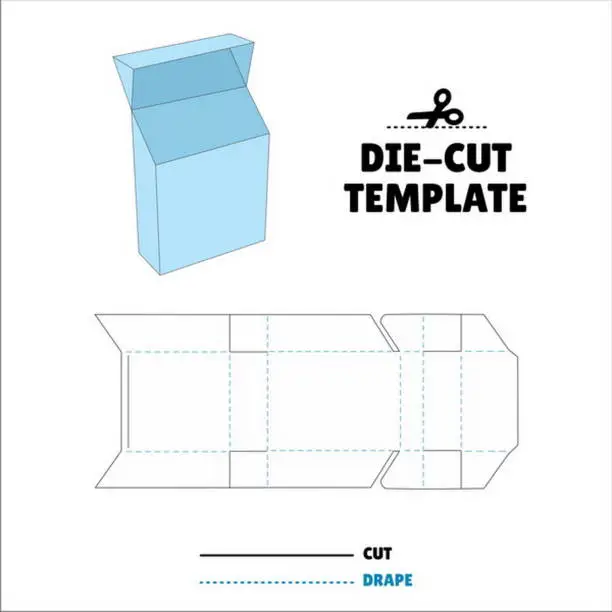 Vector illustration of Box With Flip Lid Packaging Die Cut Template Design. 3D Mock Up. - Template Caixa de embalagem die corte modelo design. Sacola, Envelope