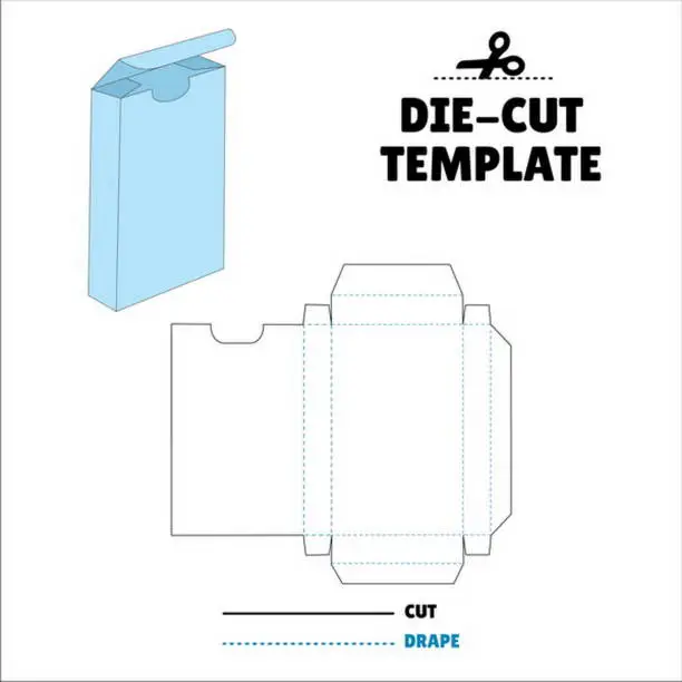 Vector illustration of Box With Flip Lid Packaging Die Cut Template Design. 3D Mock Up. - Template Caixa de embalagem die corte modelo design. Sacola, Envelope