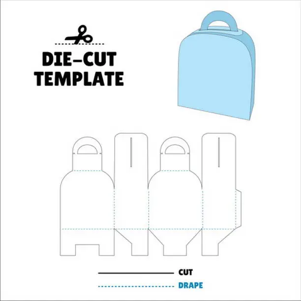 Vector illustration of Box With Flip Lid Packaging Die Cut Template Design. 3D Mock Up. - Die Cut Packaging Box Template Design Template. Tote bag, envelope - box, backpack - pouch - packbag