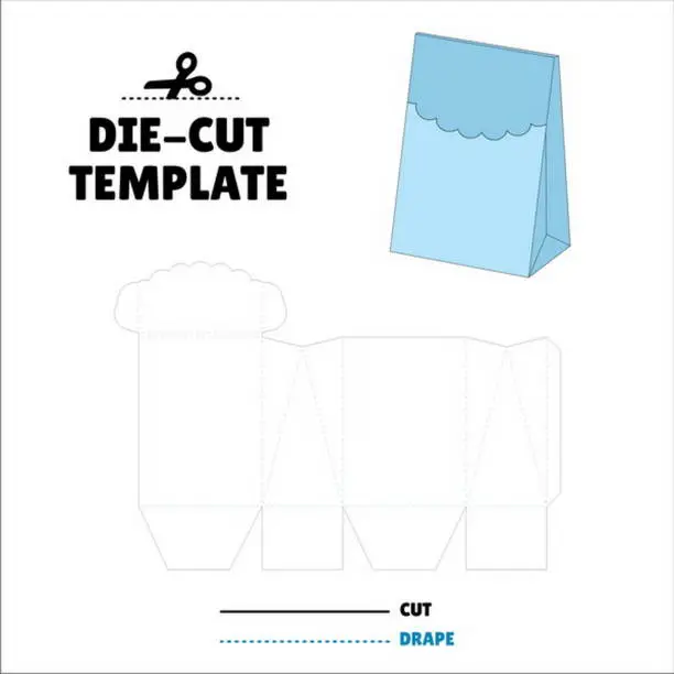 Vector illustration of Box With Flip Lid Packaging Die Cut Template Design. 3D Mock Up. - Template Caixa de embalagem die corte modelo design. Sacola, Envelope - Caixa Bolsa - Bag