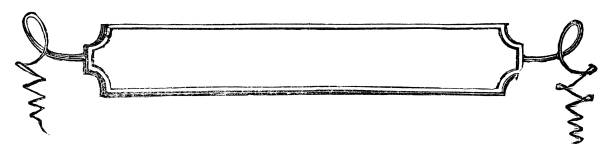 Blank banner with flourishes. Vintage etching circa 19th century.