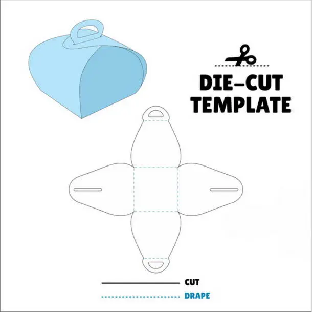 Vector illustration of Box With Flip Lid Packaging Die Cut Template Design. 3D Mock Up. - Template Caixa de embalagem die corte modelo design. Sacola, Envelope - Caixa Trouxinha - Little bundle