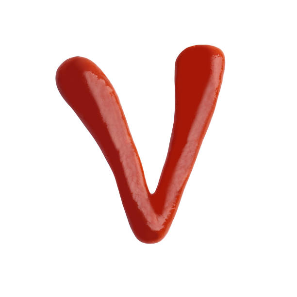 istock Letter V written with ketchup on white background 1756710528