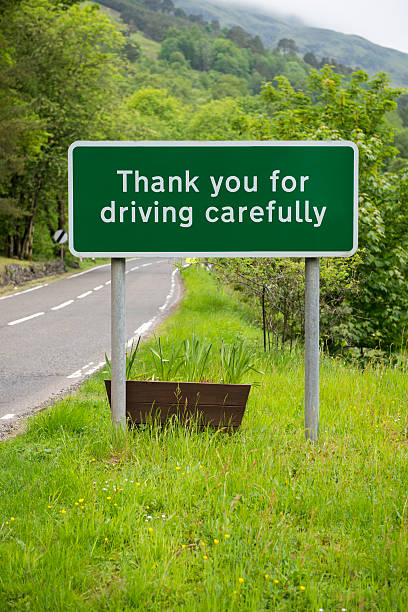 istock Thank you for driving carefully sign 175673925