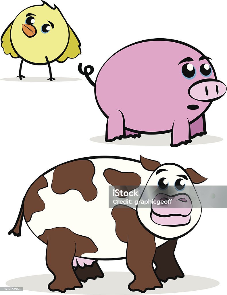 Desenhos animados animais de fazenda bonito - Vetor de Amarelo royalty-free