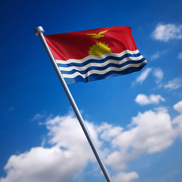 Flag of the Republic of Kiribati. Shallow depth of field and motion blur 3d render.