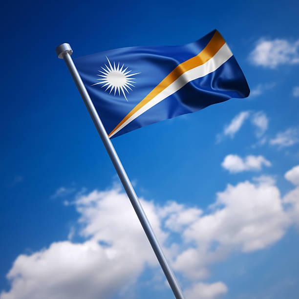 istock Flag of Marshall Islands, the - against blue sky 175676562