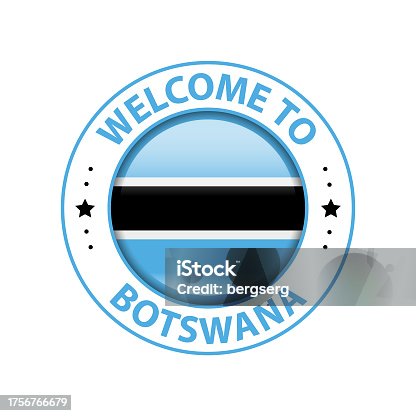 istock Vector Stamp. Welcome to Botswana. Glossy Icon with National Flag. Seal Template 1756766679