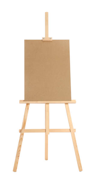 istock Wooden easel with board isolated on white. Artist's equipment 1756769669