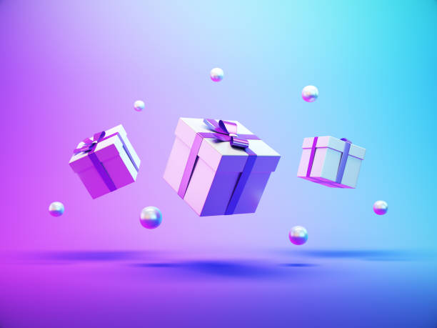 istock Giftboxes on blue and purple gradient background stock photo 1756838119