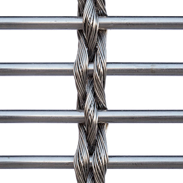 Steel Grille Bars and Woven Wire Rope Seamless Tile stock photo