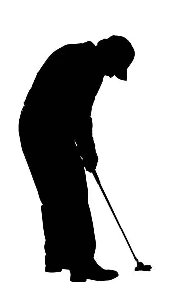 Vector illustration of Golf Sport Silhouette - Golfer putting