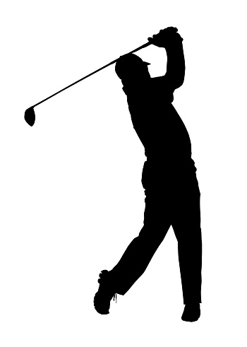 Golf Sport Silhouette  Golfer finished hitting Tee-shot