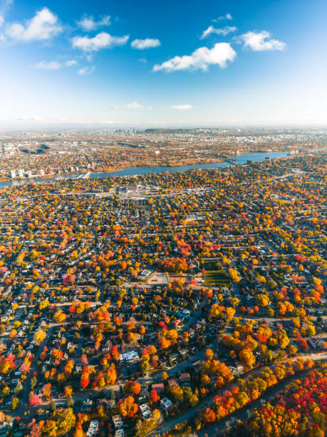 istock Autumn in Laval, Canada, aerial view 1756904526