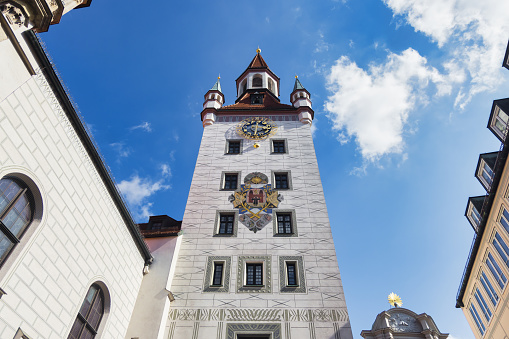 picture of the tower of the old town hall at the Marienplatz in Munich, Bavaria, Germany