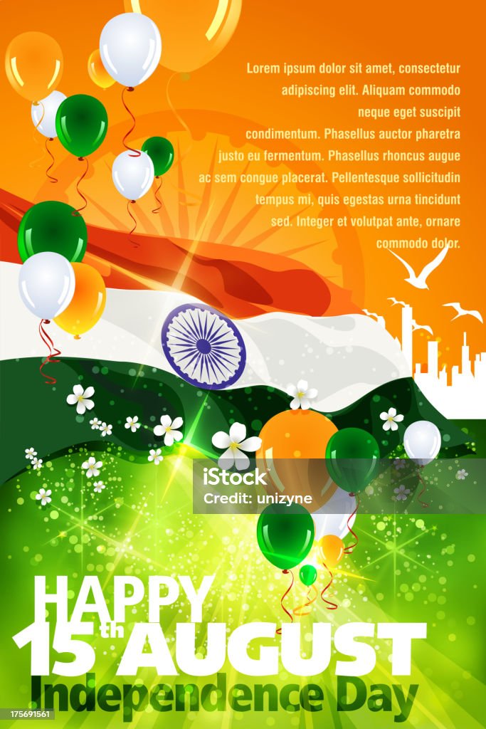 Celebración del Día de la independencia de India - arte vectorial de Bandera libre de derechos