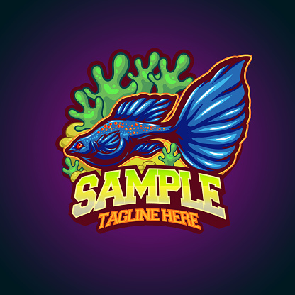 guppy fish template mascot logo vector