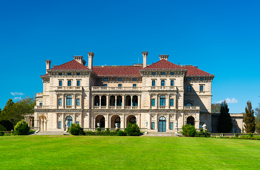 Luxury house in Montreal, Canada against blue sky