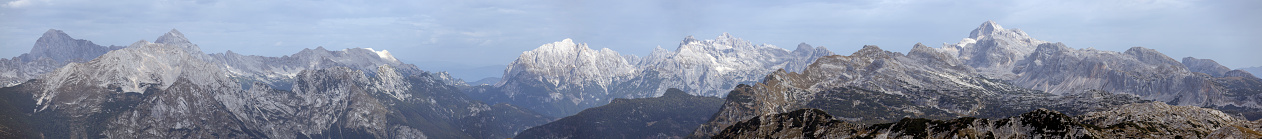 Alps like are visible from mount Krn in Slovenian Julian Alps