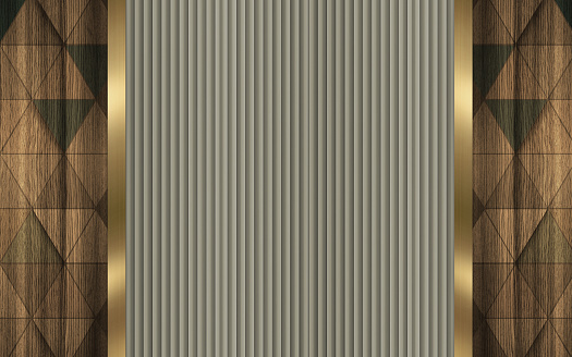 3d abstract golden lines and wooden and brown shapes. wall decor. Modern marble wall decor wallpaper home