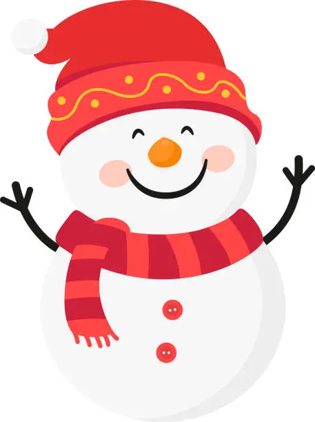 Vector illustration of Christmas Snowman Cartoon Character