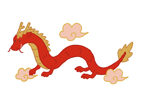 Red dragon illustration material