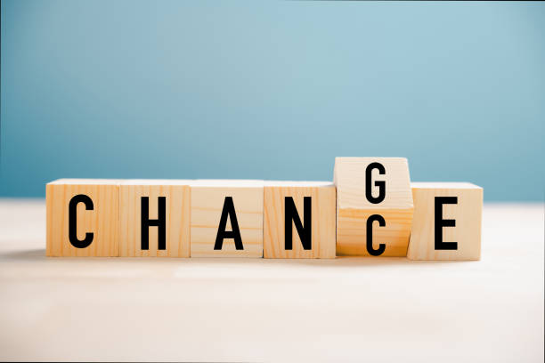 istock Flipping wooden cube block for Change to Chance 1757111217