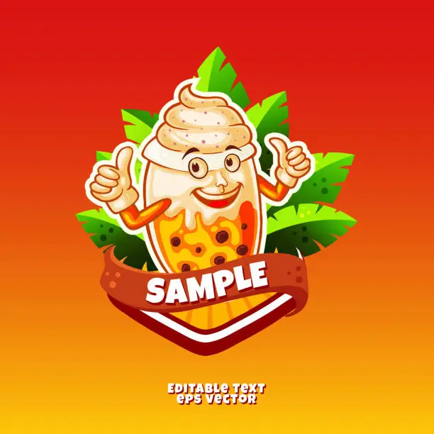 Vector illustration of caramel chocolate ice cream character