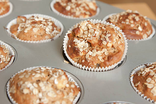istock Freshly baked apple muffins with oat flakes 175715709