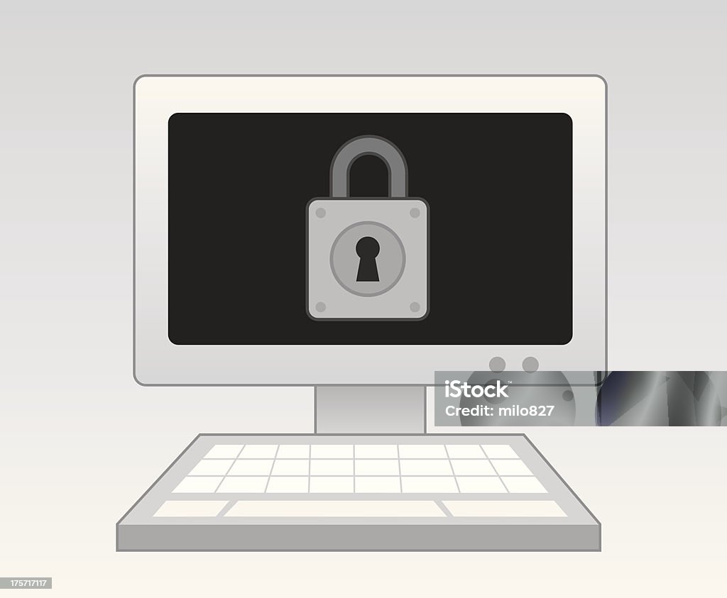 Computer And Lock Stock Image Computer Lock Stock Illustration - Download Image Now - Business ...