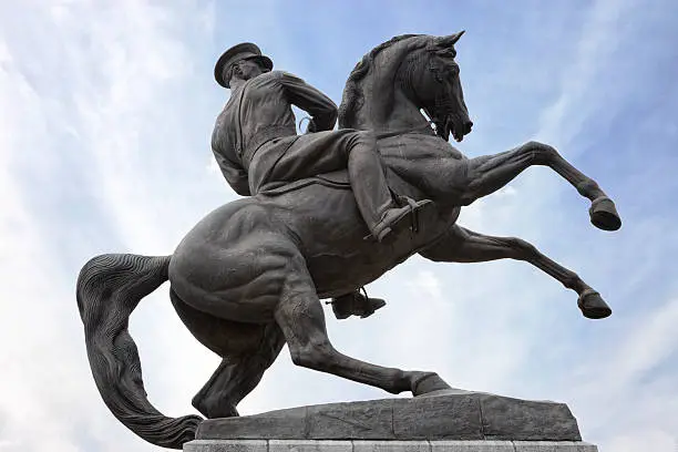 Statue of M. Kemal Ataturk with horse.