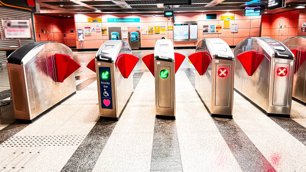 istock Passenger control gate barrier at the station 1757177024