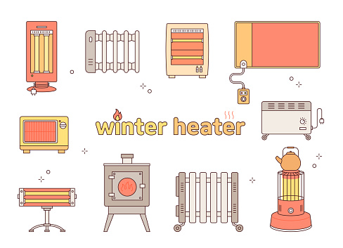 Winter appliances. A collection of various stoves.