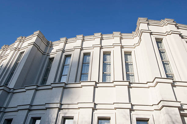istock Facade of the building shot in perspective. Architectural style Constructivism 175719204