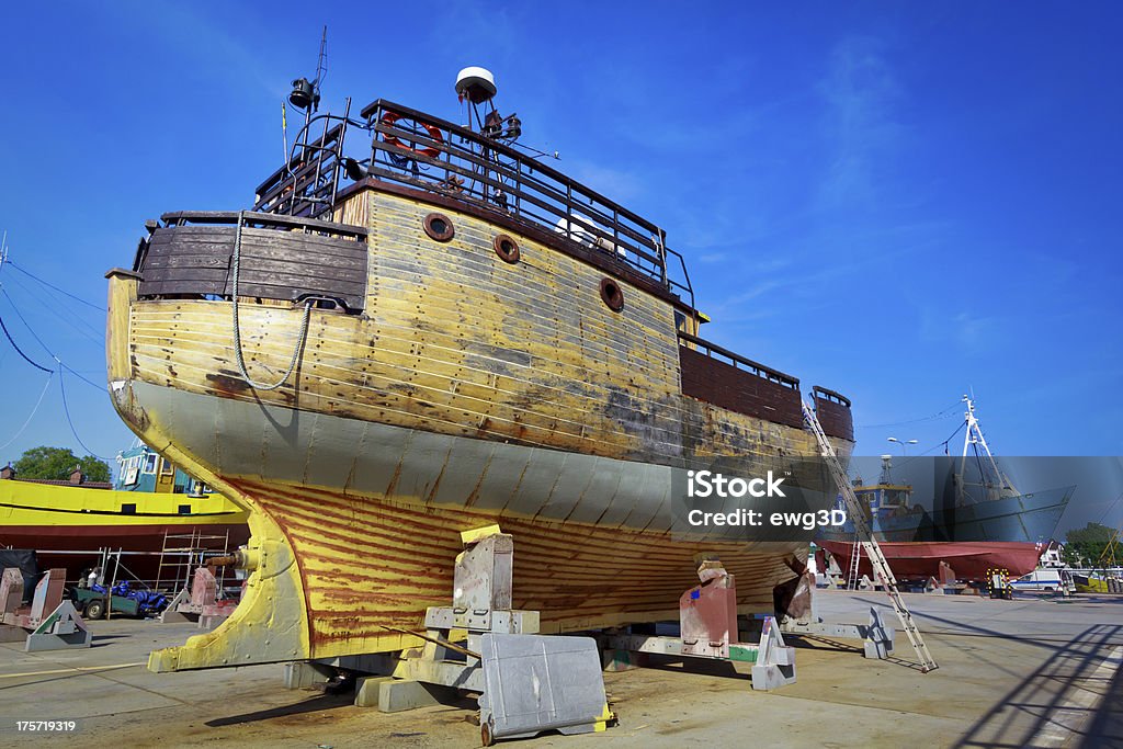 Fischerboote in ship yard - Lizenzfrei Alt Stock-Foto