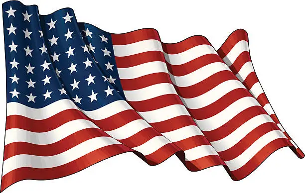 Vector illustration of US Flag WWI-WWII (48 stars)