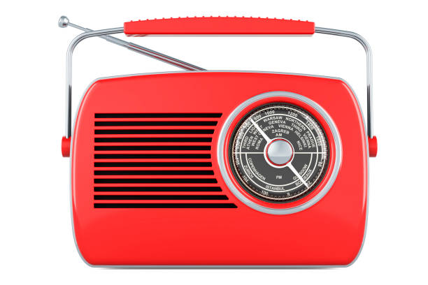 istock Retro radio receiver, red color. 3D rendering 1757194851