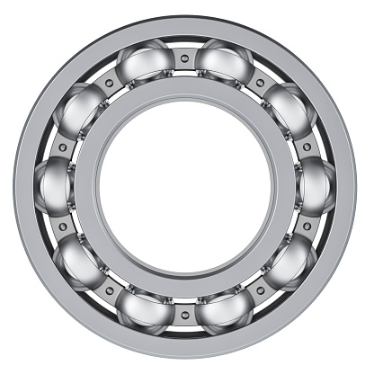 Ball bearing, front view. 3D rendering isolated on white background