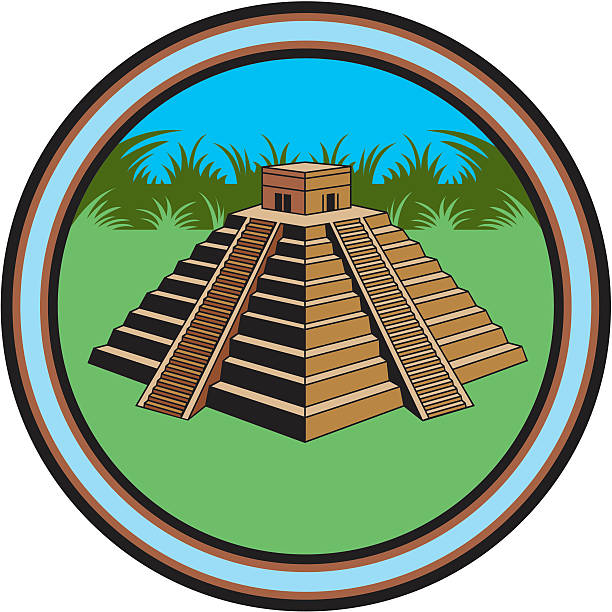 пирамида майя - mayan pyramids stock illustrations