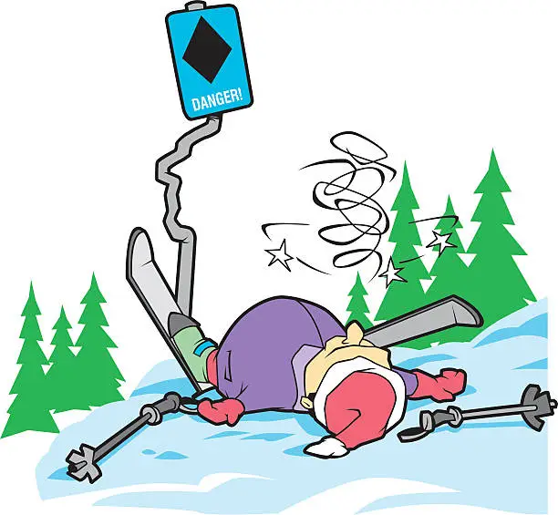 Vector illustration of Ski Accident