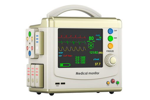 Patient Medical Monitor, closeup. 3D rendering isolated on white background