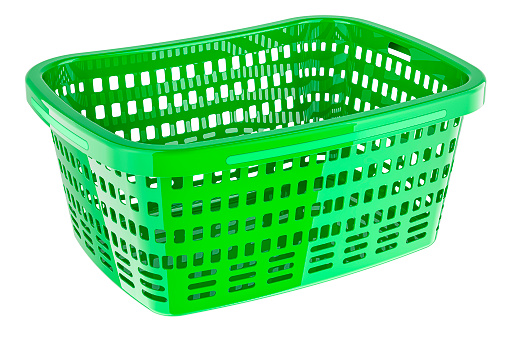 Laundry basket plastic, 3D rendering isolated on white background