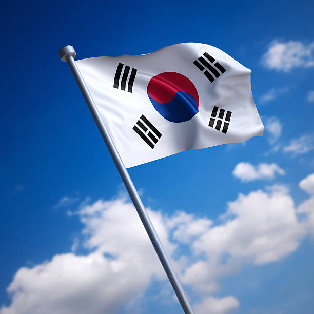 istock Flag of Korea, South -  against blue sky 175719989