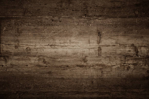 istock Overhead view of old dark brown wooden table 175719997