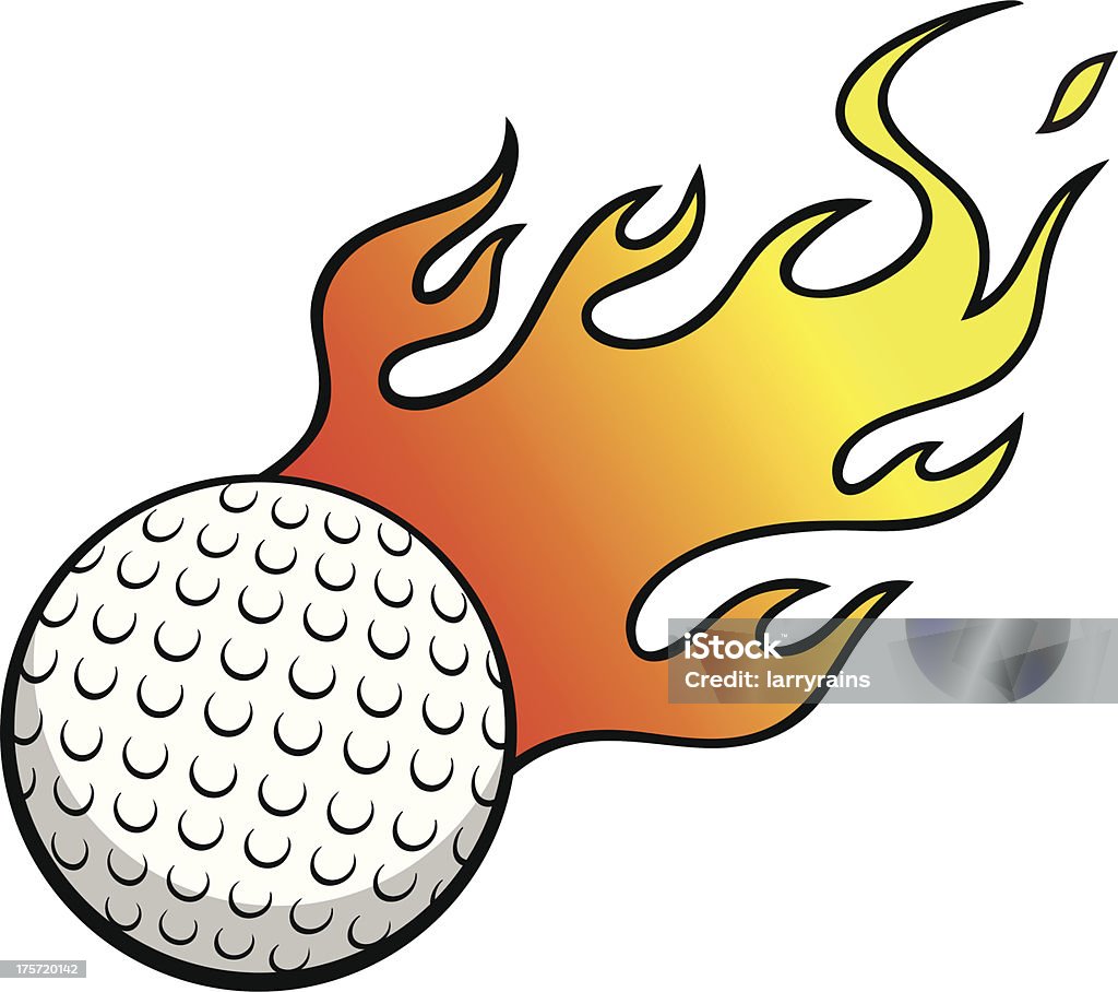 Golf Ball with Flames Burning stock vector