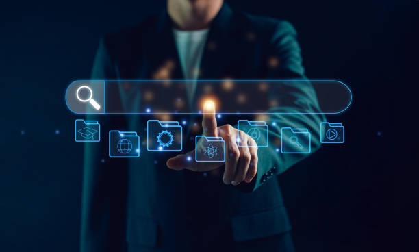 istock Search with AI assistant. Search engine optimization or SEO. Businessman searching on virtual screen. Find information by internet connection. find information by internet connection. 1757204956
