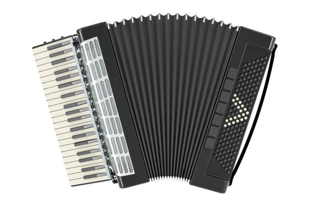 istock Piano accordion, black color, front view. 3D rendering 1757212242